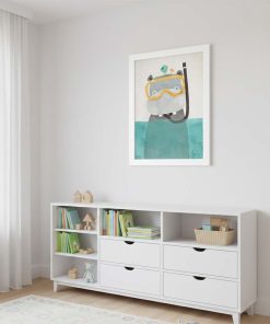 Diving Hippo Poster (Çerçevesiz)