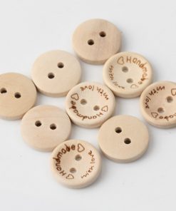 amigurumi dugme 15mm 2 Delik Ahsap Dugmeler El Yapimi dogal dugme hand made with love yazili ahsap dugme