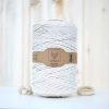 Ekru Tek Burgulu Pamuk İp String Makrome İp 3mm 2 taranan makrome ipi