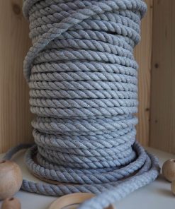12mm // 3 Büküm // Pamuk Halat İp // AÇIK GRİ 7 12mm 3 bukum acik gri pamuk halat ip pamuk makrome ipi kalın halat hamak