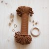 5mm // 3 Büküm // Pamuk Halat İp // KARAMEL 1 makrome ipi 5mm 3 bukum pamuk halat ip karamel macrame cotton rope