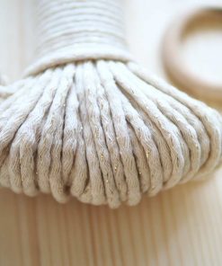 Alternative view of Örme Pamuk İp // 5mm // EKRU GOLD SİMLİ