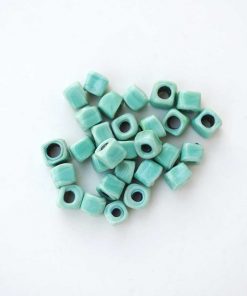 Cam Boncuk Küp Model // MİNT (5'li Paket) 7 cam boncuk kup mint renkli cam boncuk diy makrome boncuk diy