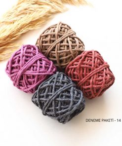 Makrome Deneme Paketleri // 3mm 27 makrome ipi taranabilir buklum pamuk ip deneme paketi 3mm tek burgu taranabilir ip buklum ip paket 14