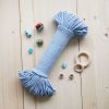 4mm 3 Büküm Pamuk Halat İp AÇIK MAVİ