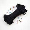7mm // 3 Büküm // Pamuk Halat İp // SİYAH 1 makrome ipi pamuk siyah pamuk halat ip 7mm 3 bukum cotton rope for macrame