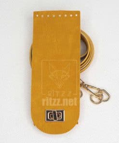 suni deri telefon canta kapagi seti hardal deri gold kanca