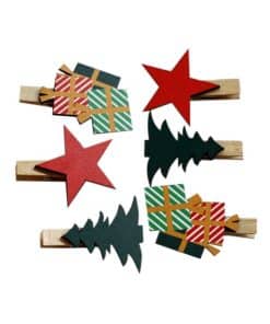 Ahşap Yılbaşı Mandalı (6 Adet)