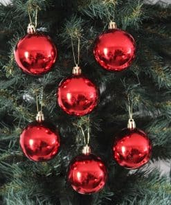 Yılbaşı Topu Kırmızı Renk 6 CM (6 Adet)