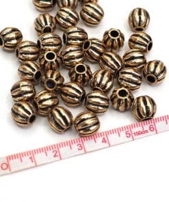 plastik boncuk cizgili oval vintage gold PB007 detay
