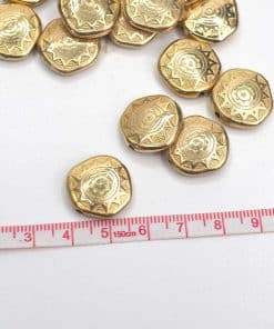 Vintage Plastik Boncuk Güneş Motifli PB002 (5 Adet) 5 plastik boncuk gunes vintage gold PB002 detay