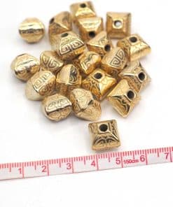 Vintage Plastik Boncuk Kübik Motifli PB003 (10 Adet) 5 plastik boncuk kubik vintage gold PB003 detay