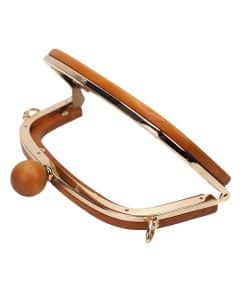 Alternative view of Metal Aksesuarlı Boncuklu Ahşap Çanta Bursu 20 CM - Ceviz