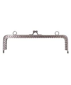 İri Delikli Vintage Metal Çanta Bursu 18 CM Gümüş