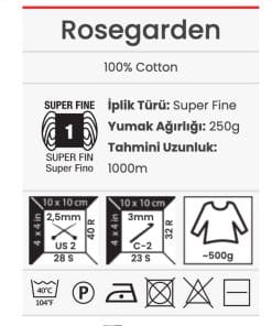 yarnart rosegarden ip ozellikleri