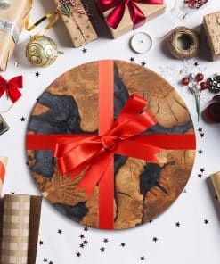 Epoksi Ahşap Yuvarlak Sunum Tahtası - Siyah 10 dekoratif lux sarap sunum tahtasi yuvarlak ahsap peynir sarkuteri sunum tahtasi ev hediyesi ozel gunler icin degisik anneler gunu siyah hediyelik