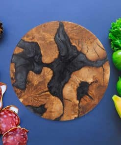 Alternative view of Epoksi Ahşap Yuvarlak Sunum Tahtası - Siyah