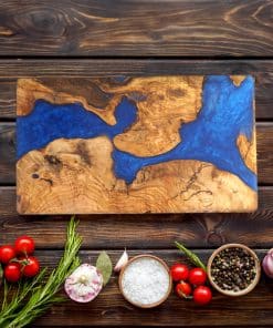 Alternative view of Epoksi Ahşap Dikdörtgen Sunum Tahtası - Mavi