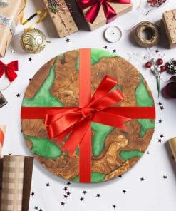 epoksi lux sarap sunum tahtasi yuvarlak ahsap peynir sarkuteri sunum tahtasi ev hediyesi ozel gunler icin degisik anneler gunu yesil