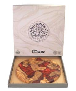 kutulu sik epoksi zeytin agaci yuvarlak ahsap sunum tahtasi ev hediyesi ozel gunler anneler icin ilginc kirmizi