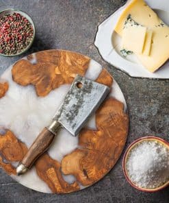 Epoksi Ahşap Yuvarlak Sunum Tahtası - Beyaz 10 sarap sunum tahtasi yuvarlak ahsap peynir sarkuteri sunum tahtasi ev hediyesi ozel gunler icin degisik anneler gunu beyaz