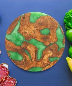 zeytin agaci epoksi yuvarlak ahsap peynir sarkuteri sunum tahtasi ev hediyesi ozel gunler icin degisik anneler gunu yesil