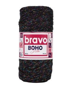 Boho Sim Polyester Makrome 270M Siyah Renkli Simli