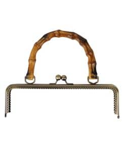 antik bambu gorunumlu sapli vintage metal canta bursu 25 cm