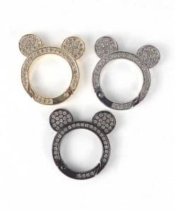 Taşlı Miki Fare Yaylı Halka Çanta Klipsi