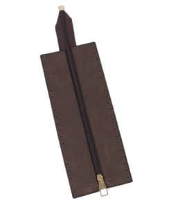 Premium Suni Deri Fermuar 26x10 CM (Gold) - Kahverengi
