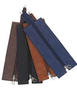 Premium Suni Deri Fermuar 26x10 CM (Gümüş)