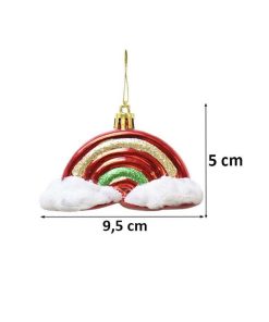 Alternative view of Gökkuşağı ve Bulut Figürlü Kırmızı Yılbaşı Ağacı Süsü 5 cm (2 Adet)