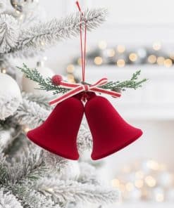 Kadife İkili Çan Dekoratif Süsleme Aksesuarı Bordo