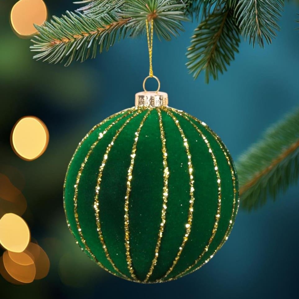 Altın Simli Kadife Yılbaşı Ağacı Süsü Yeşil 10 cm ( 1 Adet ) 3 Altın Simli Kadife Yılbaşı Ağacı Süsü Yeşil 10 cm ( 1 Adet )