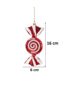 Alternative view of Kırmızı-Beyaz Şeker Figürlü Yılbaşı Ağaç Süsü 16 CM (2 Adet)