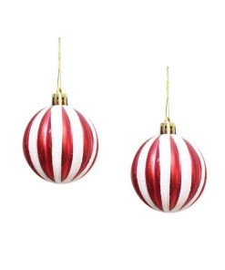 Alternative view of Kırmızı-Beyaz Dilim Desenli Yılbaşı Ağaç Süsü 6 cm (2 Adet)