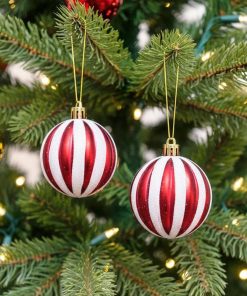 Kırmızı-Beyaz Dilim Desenli Yılbaşı Ağaç Süsü 6 cm (2 Adet)