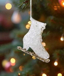 Altın Pul Detaylı 3D Şeffaf Buz Pateni Yılbaşı Ağaç Süsü 10 cm (1 Adet)