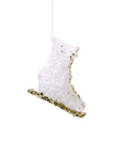 Alternative view of Altın Pul Detaylı 3D Şeffaf Buz Pateni Yılbaşı Ağaç Süsü 10 cm (1 Adet)