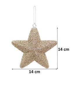 Alternative view of Kabartma Detaylı Simli Yıldız Dekoratif Süs Şampanya 15 cm (1 Adet)