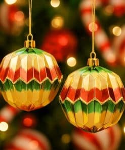 Alternative view of Zig Zag Geometrik Dokulu Çam Ağacı Süsü Renkli 10 cm