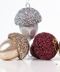 Yılbaşı Ağaç Süsü Meşe Palamudu Asılabilir Lüks Dekoratif Süs 10 cm