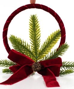 Yılbaşı Kapı Süsü Kadife Kurdeleli Dekoratif Kapı Çelengi 26 cm