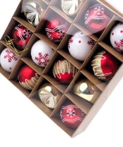 Alternative view of Yılbaşı Topu 16'lı Set - 6cm Kırmızı-Altın Desenli