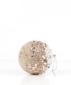Alternative view of Simli İnci Pullu ve Payet Detaylı Çam Ağacı Süsü Şampanya 8 cm