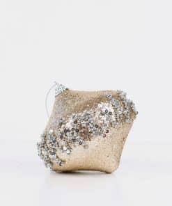 Alternative view of Simli Boncuk ve Pul - Payet Detaylı Çam Ağacı Süsü Şampanya 10 cm