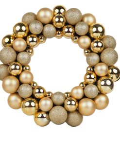 Yılbaşı Toplu Kapı Süsü Dekoratif Kapı Çelengi Altın 35 cm