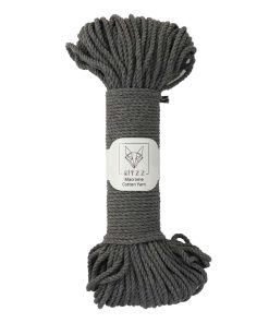 Pamuk Halat İp 4mm 3 Büküm Koyu Gri