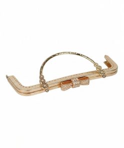 Taşlı Fiyonklu Metal Çanta Bursu 20 CM