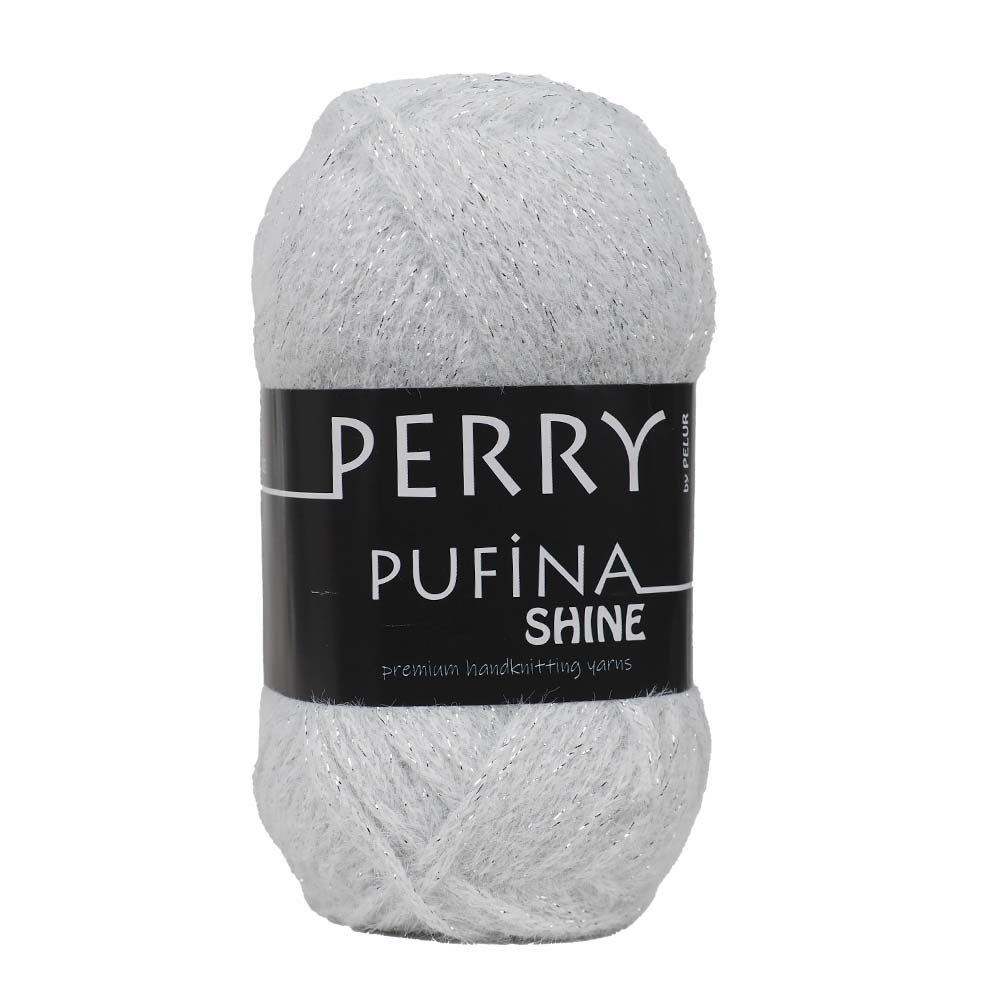 Perry Pufina Shine Simli Beyaz - Gümüş Sim 2 Perry Pufina Shine Simli Beyaz - Gümüş Sim